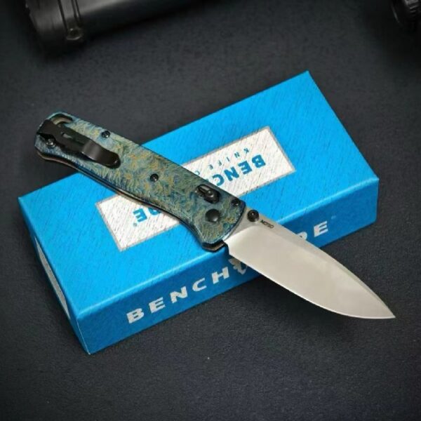 Benchmade 535BK Bugout – Custom Titanium Handle (Lightning Pattern)