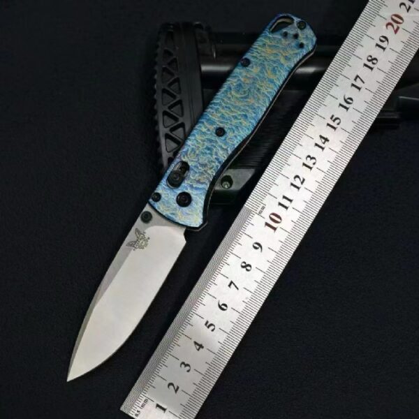 Benchmade 535BK Bugout – Custom Titanium Handle (Lightning Pattern)