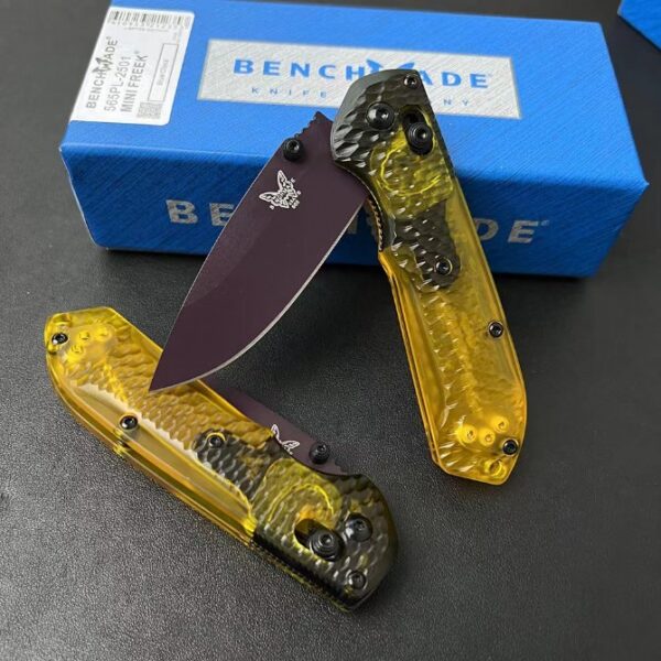 Benchmade 565PL-2501 Mini Freek – Hammered Blade, Clear PEI Handle