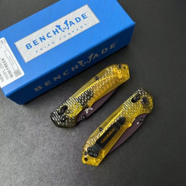 Benchmade 565PL-2501 Mini Freek – Hammered Blade, Clear PEI Handle