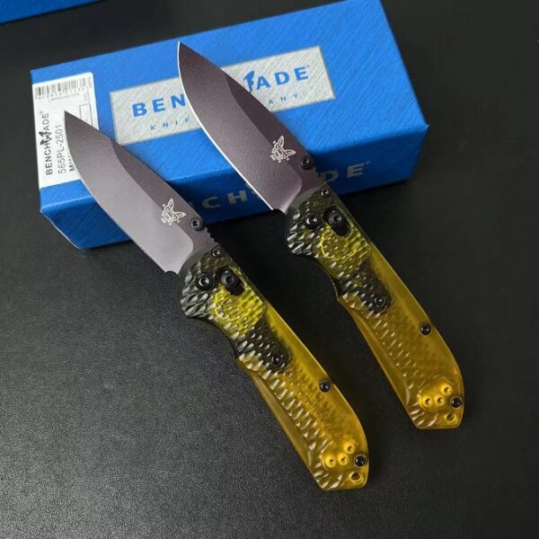 Benchmade 565PL-2501 Mini Freek – Hammered Blade, Clear PEI Handle