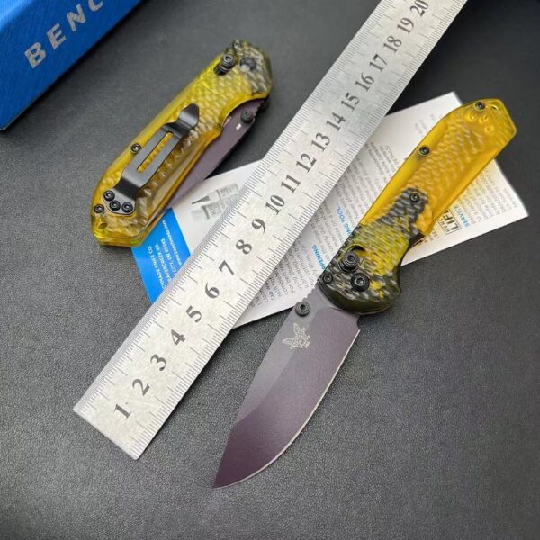 Benchmade 565PL-2501 Mini Freek – Hammered Blade, Clear PEI Handle
