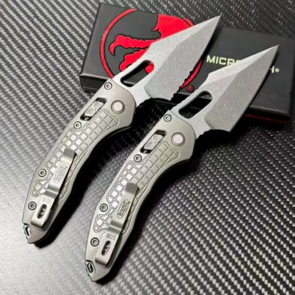 Microtech Stitch Dark Needle Folding Knife – Titanium Handle