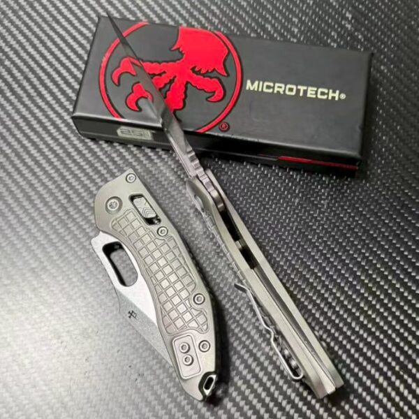 Microtech Stitch Dark Needle Folding Knife – Titanium Handle