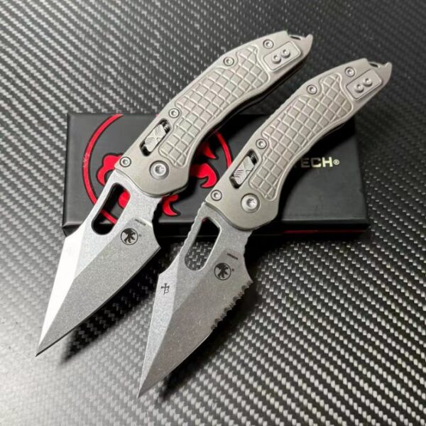 Microtech Stitch Dark Needle Folding Knife – Titanium Handle