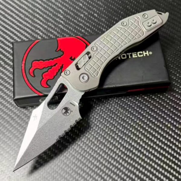 Microtech Stitch Dark Needle Folding Knife – Titanium Handle