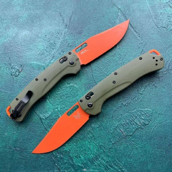 Benchmade 15535 Bugout – Green G10 Handle, Orange Blade