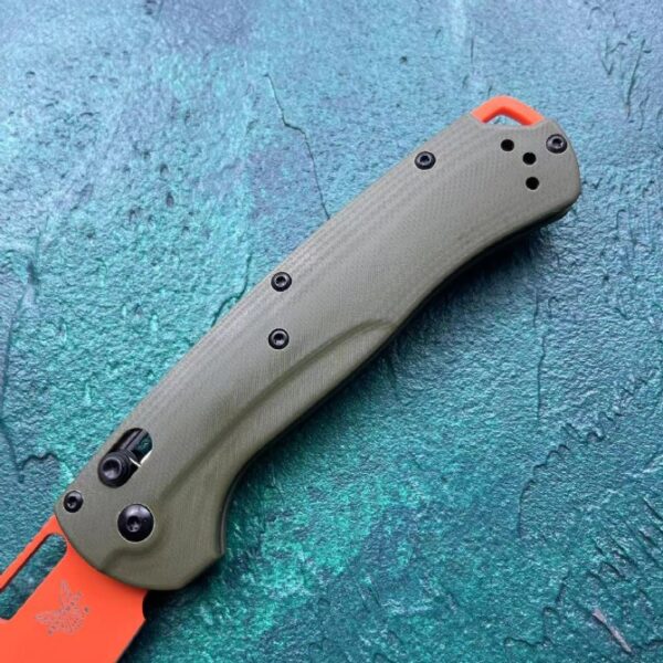Benchmade 15535 Bugout – Green G10 Handle, Orange Blade