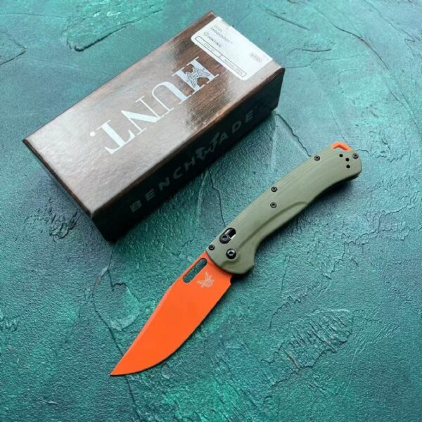 Benchmade 15535 Bugout – Green G10 Handle, Orange Blade