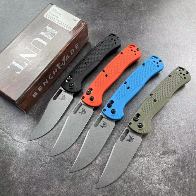 Benchmade 15535 bugout folding knife polymer frn handle four color variants full view