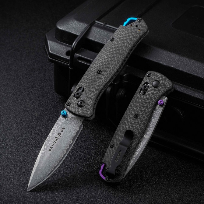 Benchmade 535-3 Bugout High-End Version – Carbon Fiber Handle, Damascus Blade - Image 4