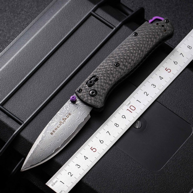 Benchmade 535-3 Bugout High-End Version – Carbon Fiber Handle, Damascus Blade - Image 11