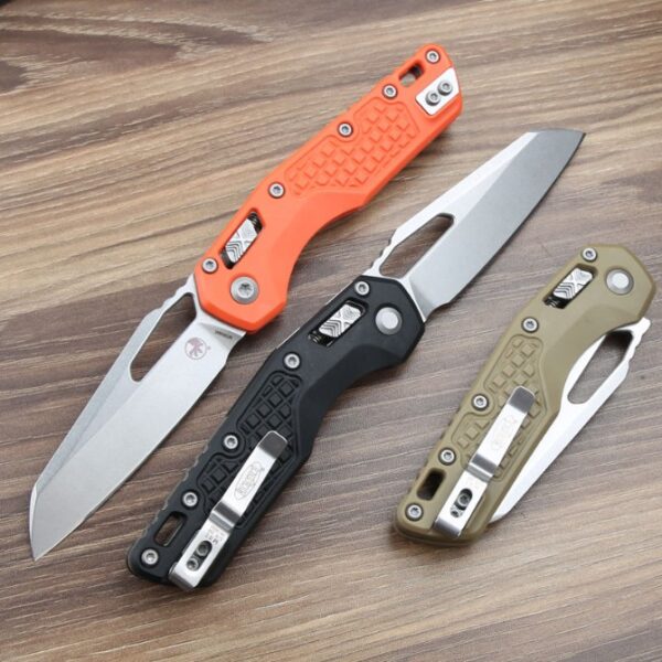 Back view of the Microtech MSI folding knife with a polymer FRN handle