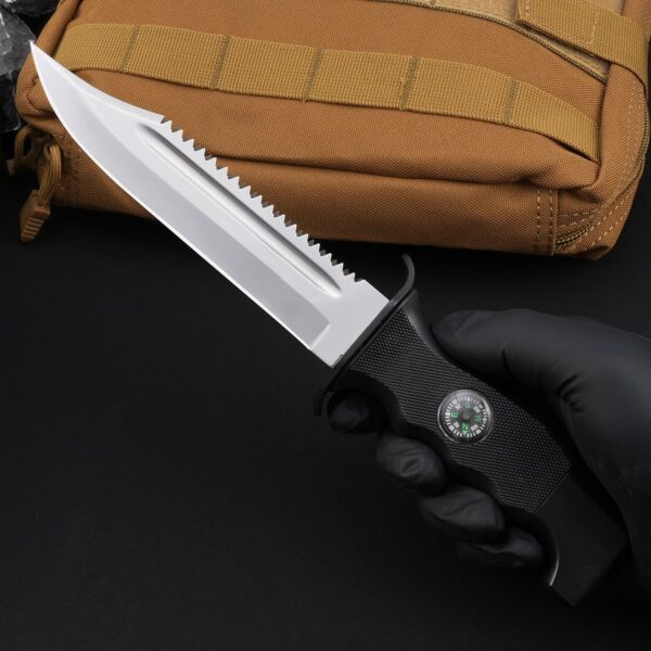 Handheld view showing grip and size of Chinese Snow Leopard Commando Unit–style armed police combat fixed blade knife