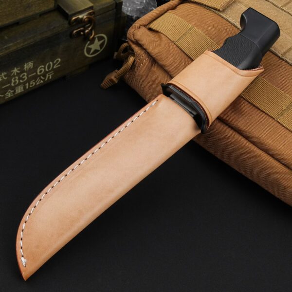 Chinese Snow Leopard Commando Unit–style armed police combat fixed blade knife fully sheathed in tactical scabbard