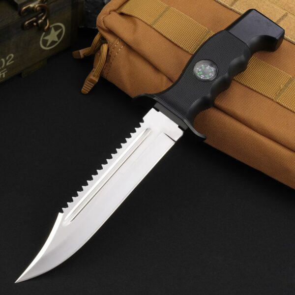 Full front view of Chinese Snow Leopard Commando Unit–style armed police combat fixed blade knife without sheath