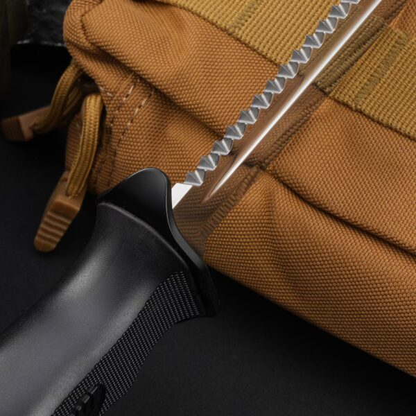 Spine detail showing thickness and construction of Chinese Snow Leopard Commando Unit–style combat fixed blade knife