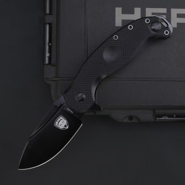FOX IRVES FX-532 folding knife featuring a black handle displayed open