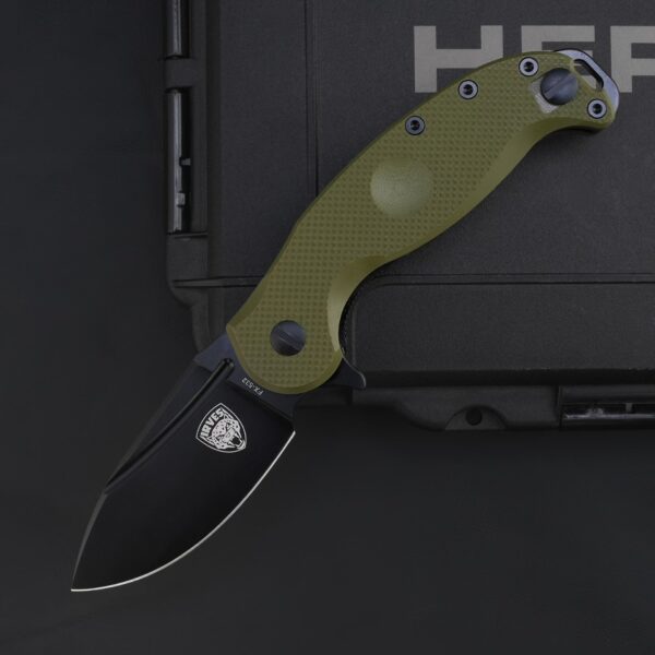 FOX IRVES FX-532 folding knife with green handle shown in open position