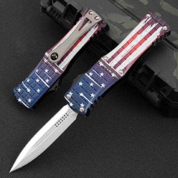 Microtech Hera Double Edge OTF Knife Deployed and Retracted