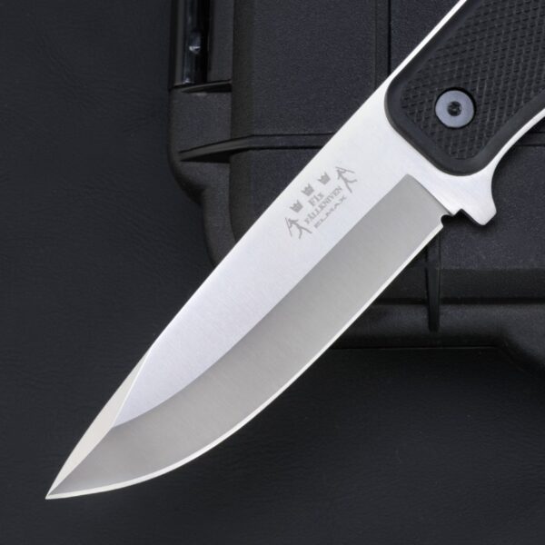 Front side blade detail of the Fällkniven F1x Air Force Survival fixed blade knife