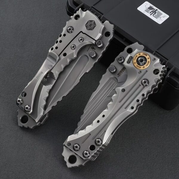 Detailed view of Miller Bros T1 Series heavy-duty folding knife in folded position