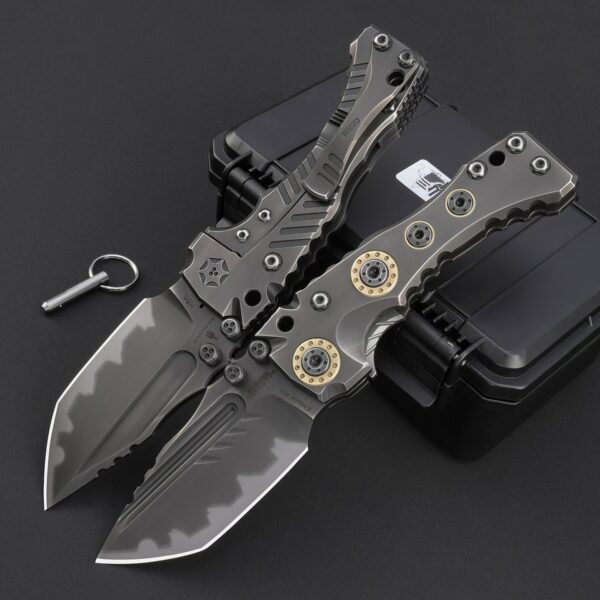 Miller Bros T1 Series Starfleet Edition tactical folding knife shown fully deployed